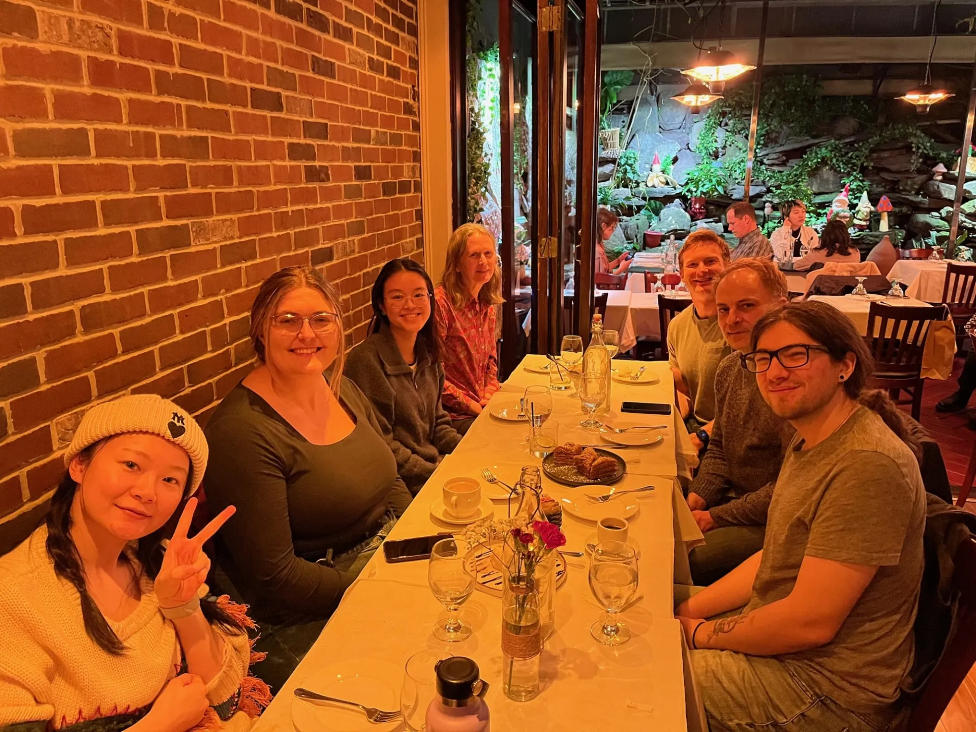Lab members at a holiday dinner